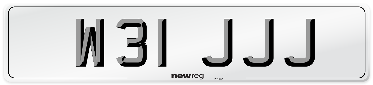 W31 JJJ Number Plate from New Reg